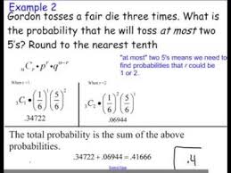 Binomial Probability At Least And At Most Youtube
