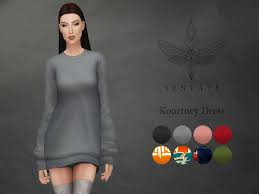 An Oversized Sweater Dress With Baggy Sleeves Inspired By One That Kourtney Kardashian Wears Comes In 8 Colours Found Sims 4 Clothing Sims 4 Dresses Sims 4