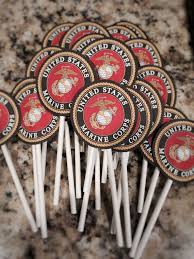 Having A Marine Going Away Party Celebrating A Marines Graduation Or Return These Cupcake Toppers Are P Deployment Party Military Party Marine Corps Birthday