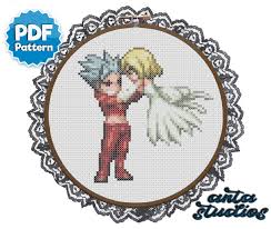 Cross Stitch Pattern Seven Deadly Sins Nanatsu No Taizai Etsy In 2021 Cross Stitch Patterns Cross Stitch Pixel Art