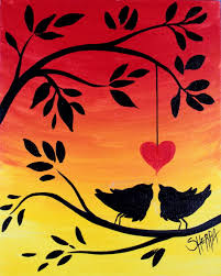 Easy Love Birds On A Branch Sunset Acrylic Painting Tutorial Theartsherpa In 2020 Sunset Painting Acrylic Sunset Painting Easy Amazing Art Painting
