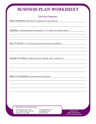 Business Planning Worksheet Business Planning Executive Summary Template Business Plan Template