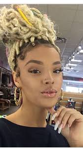 Black And Platinum Blonde Faux Locs Pin By Hope Rob On Crazy Hair Faux Locs Hairstyles Faux Locs Blonde Locs Hairstyles