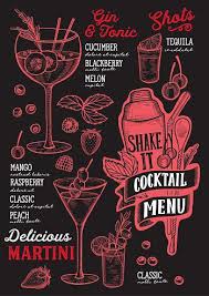Cocktail Menu Template For Restaurant On A Blackboard Background Cocktail Menu Menu Design Template Menu Restaurant