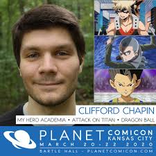 We are thrilled to announce that voice actor Clifford Chapin will be  joining us for our 2020 event! Chapin is known for his roles in anime and  video games, such as Ichijo