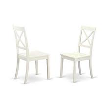 East West Furniture Boc Whi W X Back Chair Set For Dining Room With Wood Seat Set Of 2 Painted Dining Chairs Wooden Dining Chairs Solid Wood Dining Chairs
