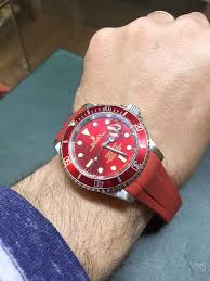 Black And Red Mens Watch Rolex Submariner Watch Mens Red Dial Insert Red Rubber B Strap Rolex Menswatches Watchesform Mens Watches Black Rolex Watches Submariner Rolex Submariner