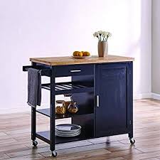 Belleze Wood Top Multi Storage Cabinet Rolling Kitchen Island Table Cart With Wheels Black Rolling Kitchen Island Kitchen Island Table Kitchen Cart