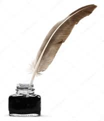 Feather quill pen and glass inkwell Stock Photo by ©billiondigital 118529774