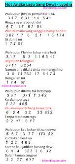 Not Angka Pianika Lagu Sang Dewi Lyodra (Walaupun Dirimu Tak Bersayap)