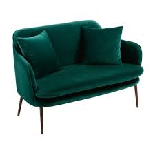 Banquette 2 Places En Velours Vert Sacha Maisons Du Monde En 2020 Sofa En Velours Canape Vert Banquette