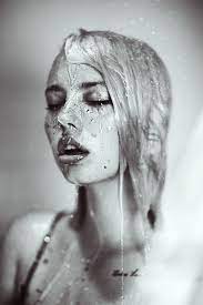 Women Women Indoors Ruby James Monochrome Wet Hair Wet Body Water Drops Open Mouth Closed Eyes Blonde Portrait Dis Wet Portrait Crying Art Mouth Photography