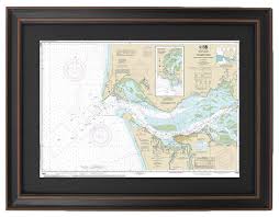 Poster Size Framed Nautical Chart Columbia River To Harrington Point 36x24