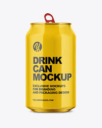 350ml Glossy Aluminium Drink Can Mockup In Can Mockups On Yellow Images Object Mockups