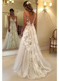 A Line Wedding Dresses V Neck Court Train Lace Regular Straps Formal Casual Beach With 2020 2020 Us 159 99 Braut Brautkleider Spitze Brautmode