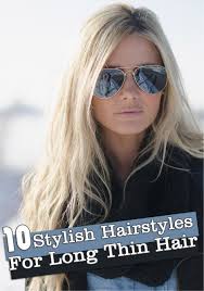 If you have fine hair and want some extra oomph, try getting very light, wispy bangs to give the illusion of height and volume in the rest of your hair. 20 Terrific Hairstyles For Long Thin Hair Long Thin Hair Hair Styles Long Hair Styles