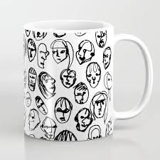 I made some funny faces for you that you can download from my free resource library. Black And White Line Drawing Faces Coffee Mug By Jenwarman Society6