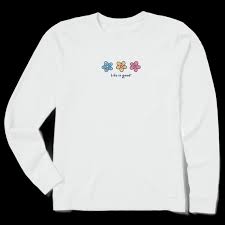 Life is good women's size guide catch some salmon the old fashioned way, in your teeth, with the hearty life is good® lig gone fishin' crusher™ long sleeve tee. Women S Three Daisies Long Sleeve Vintage Crusher Tee Life Is Good Official Site