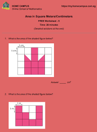 1 meter (m) is equal to 100 centimeters (cm). Free Pdf Worksheets On Area In Square Centimeter Square Meters Units Home Campus