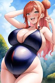 Anime Pregnant Huge Boobs 50s Age Laughing Face Ginger Hair Bun Hair Style  Dark Skin Watercolor Onsen Back View T Pose Latex 3664786934994704755 - AI  Hentai