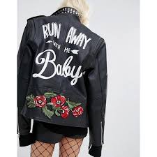 Reclaimed Vintage Leather Biker With Studs Back Print 380 Liked On Polyvore Featuring Outerw Custom Leather Jackets Unique Jackets Leather Jackets Women