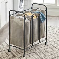Laundry basket sorter for up to 9 baskets. Better Homes Gardens Gunmetal Grey Rolling 3 Bag Laundry Sorter Walmart Com Walmart Com