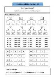 partitioning 2 and 3 digit numbers easy math worksheets first grade math worksheets kids math worksheets