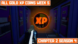 Xp (also referred to as season xp ) is used to increase the battle royale season level in fortnite: All Gold Xp Coins Locations Week 5 Good As Gold Punch Card Fortnite Chapter 2 Season 4 Youtube