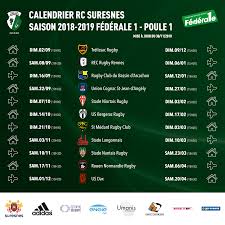 2018 fia formula one world championship race calendar. Calendrier Rugby Club Suresnes Federale 1 Poule 1 Saison 2018 2019 Rugby Club Suresnes Hauts De Seine