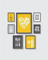 Mustard Yellow Gray White Unique Kitchen Decor Collection Kitchen Wall Art Kitchen Decor Kitch Yellow Kitchen Decor Kitchen Decor Collections Kitchen Prints