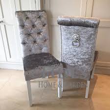 Crushed Velvet Dining Chair With Crystal Buttons And Lion Pull Ring On Back With Ch Velvet Dining Room Chairs Velvet Dining Chairs Dining Room Chair Slipcovers