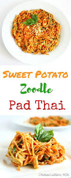 Sweet Potato Zoodle Pad Thai Chelsea Leblanc Nutrition In 2020 Zoodle Recipes Spiralizer Recipes Sweet Potato Noodles