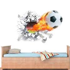 Flying Firing Football Wall Stickers Kids Room Decoration Soccer Funs 3d Mural Art Sport Wall Stickers Kids Kid Room Decor Wall Stickers Home