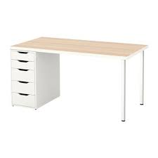 Linnmon Alex Table White White Stained Oak Effect White 150x75 Cm Ikea Writing Desk Ikea Desk Ikea