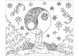 Wolf howling in the moonlight during a starry night. Wolf And Mandala Moon Wolves Adult Coloring Pages
