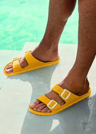 Birkenstock Arizona Essentials White Eva We Love Yellow Arizona Sandals For Our Pool Trips Birkenstock Birkenstock Men Pool Fashion