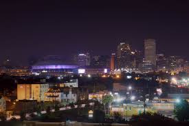 A Nighttime View Of The Mercedes Benz Superdome And New Orleans Central Business District Photo By Central Business District New Orleans Louisiana New Orleans