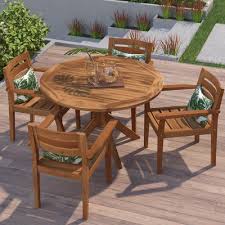 Kaylie Wood 5 Piece Dining Set Wood Patio Table Patio Dining Set Small Outdoor Table