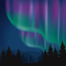 Northern Lights Landscape Illustration Download Free Northern Lights Landscape Vector Illust In 2020 Northern Lights Landscape Illustration Natural Landmarks