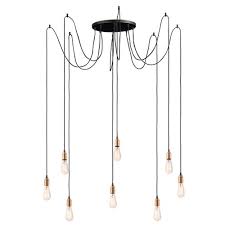 Black And Antique Brass Pendant Light Gracie Oaks Golden Valley 8 Light Cluster Pendant In 2020 Antique Brass Pendant Light Brass Pendant Light Industrial Pendant Lights