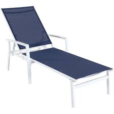 Comfort never looked so good! Cambridge Nova White Frame Adjustable Sling Outdoor Chaise Lounge In Navy Blue Sling Novachs Nvy The Home Depot