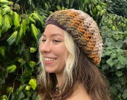 Elegant Crochet Beanie Women's Knit Beret Crochet Beret Hat Brown Knit  Beret, Woodland Boho Set Gloves Hat Golden Forest Gift for Her