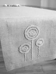 Natural Linen Table Runner Decorated With Handmade By Daiktuteka Kirlent Cuval Bezi Elde Nakis