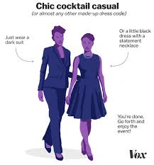 A standard dress code for parties, your cocktail dress should appear appropriate yet fun at the same time. Decoding The Wedding Dress Code Vox
