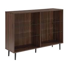 Office Accents 48 Mid Century Modern Glass And Wood Bookcase Dark Walnut Overstock 28698469 Modern & mid century shelves. office accents 48 mid century modern glass and wood bookcase dark walnut