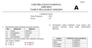 Soal Ucun Ipa Smp Tahun 2019 Paket 1 Cak Edukasi