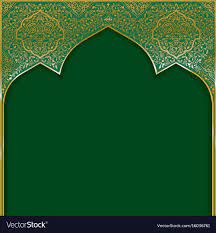 The background consists of different elements like a light lamp, arabic words and frames. Traditional Background With Golden Floral Patterned Arched Frame Download A Free Preview O Poster Background Design Islamic Design Pattern Islamic Art Pattern