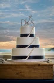 Nautical Wedding Cake Rope Fondant Navy Ribbon Wooden Dock For Stand Anchor Cake Top Nautical Wedding Cakes Nautical Wedding Inspiration Beach Wedding Cake