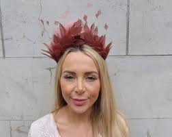 Brown Feather Crown Fascinator Races Wedding Guest Headpiece Hairband  Headband Modern Ladies Day Thin Headband U12704