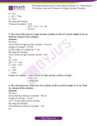 Where a = altitude (height of the triangular face) b = base of. Rd Sharma Solutions For Class 8 Chapter 22 Mensuration Iii Surface Area And Volume Of A Right Circular Cylinder Download Free Pdf